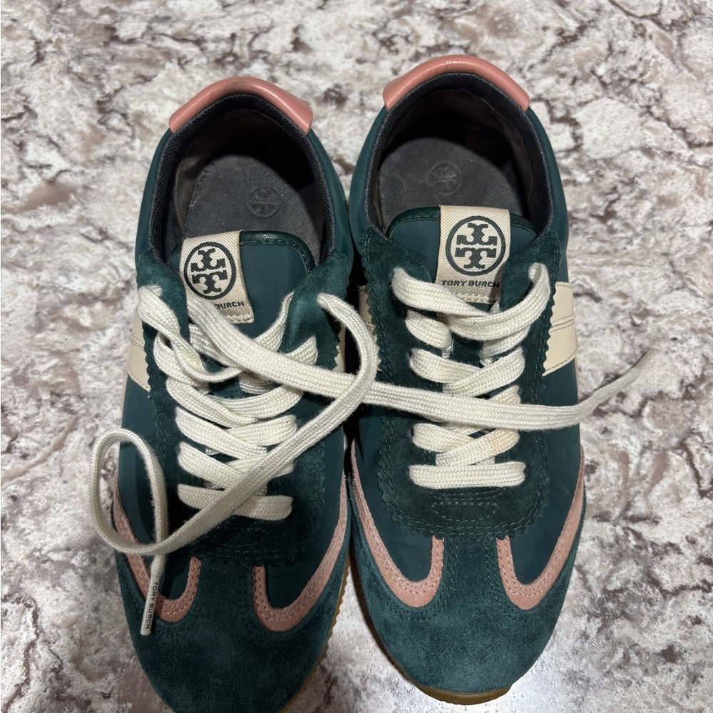 Tory Burch Green and Pink Sneakers